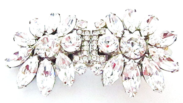 1930s Vintage Costume Jewelry Exquisite Diamante Floral Duette