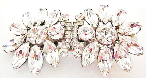 1930s Vintage Costume Jewelry Exquisite Diamante Floral Duette