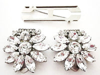 1930s Vintage Costume Jewelry Exquisite Diamante Floral Duette - Thumbnail