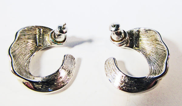 Vintage Monet 1970s Designer Contemporary Style Swirl Earrings - Back