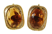 Sarah Coventry Vintage 1950s Amber Rhinestone Necklace and Earrings - Earrings Front - Thumbnail