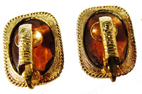 Sarah Coventry Vintage 1950s Amber Rhinestone Necklace and Earrings - Earrings Back - Thumbnail