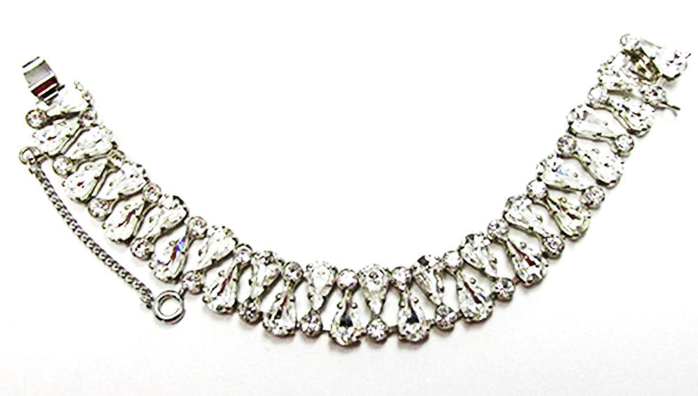 Vintage 1950s Outstanding Mid-Century Clear Diamante Bracelet - Front