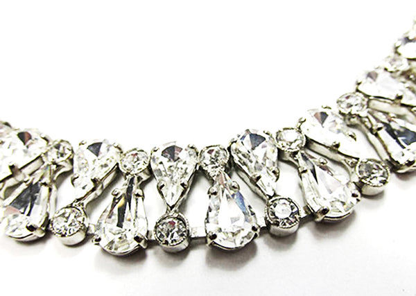 Vintage 1950s Outstanding Mid-Century Clear Diamante Bracelet - Close Up