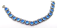 Vintage 1940s Sterling Silver Sapphire Rhinestone Bracelet - Back - Thumbnail