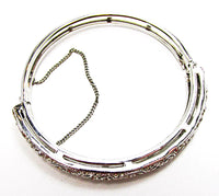 Vintage Costume Jewelry 1960s Superb Sparkling Diamante Cuff Bracelet - Side - Thumbnail