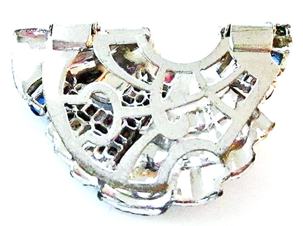 1930s Vintage Costume Jewelry Art Deco Multi-Color Diamante Dress Clip