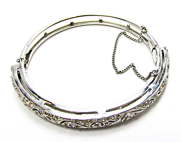 Vintage Costume Jewelry 1960s Superb Sparkling Diamante Cuff Bracelet - Side