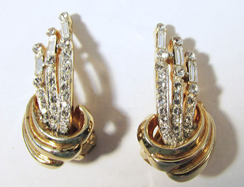 Jeray Vintage Brilliant Retro 1940s Rhinestone Earrings