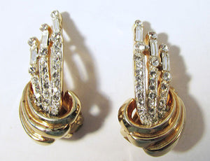 Jeray Vintage Brilliant Retro 1940s Rhinestone Earrings