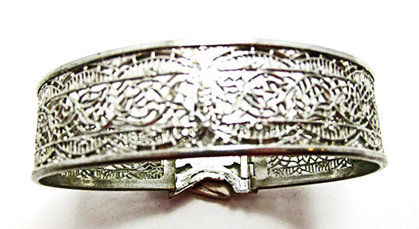 Rare JJ White Antique/Vintage 1910s Diamante Bow Cuff Bracelet - Back