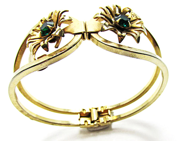 Striking Vintage Jewelry 1950s  Mid-Century Emerald Cuff Bracelet - Inner Circumference