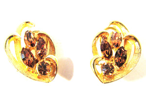 BSK Jewelry Vintage 1970s Designer Topaz Rhinestone Earrings - Front