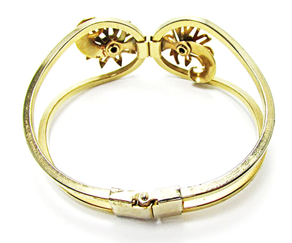Striking Vintage Jewelry 1950s  Mid-Century Emerald Cuff Bracelet - Back