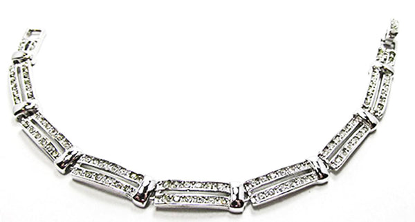 Delightful Signed LD Vintage Retro Sterling Geometric Link Bracelet - Front