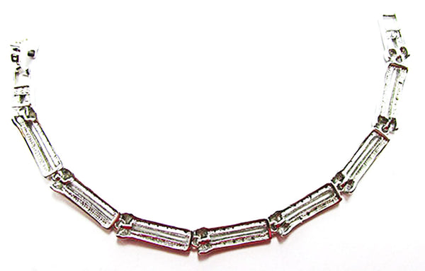 Delightful Signed LD Vintage Retro Sterling Geometric Link Bracelet - Back