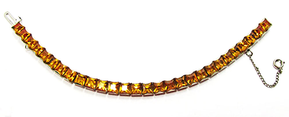 Vintage Jewelry 1930s Art Deco Geometric Topaz Diamante Bracelet - Front