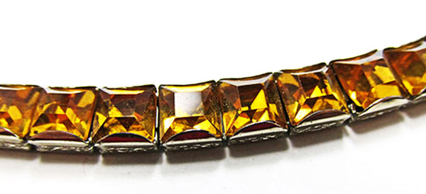 Vintage Jewelry 1930s Art Deco Geometric Topaz Diamante Bracelet - Close Up