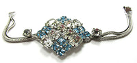 Vintage Jewelry 1930s Art Deco Geometric Aquamarine Diamante Bracelet