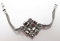 Vintage Jewelry 1930s Art Deco Geometric Aquamarine Diamante Bracelet