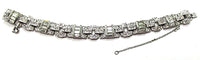 Exquisite Vintage 1930s Art Deco Clear Rhinestone Silver Bracelet - Front - Thumbnail