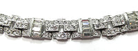 Exquisite Vintage 1930s Art Deco Clear Rhinestone Silver Bracelet - Close Up - Thumbnail