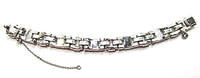 Exquisite Vintage 1930s Art Deco Clear Rhinestone Silver Bracelet - Back - Thumbnail