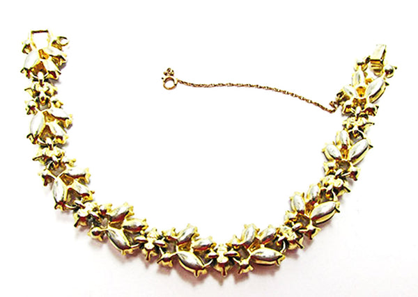 Trifari 1950s Mid-Century Floral Topaz and Citrine Diamante Bracelet - Back