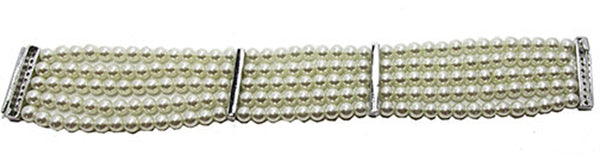 Vintage Jewelry 1950s Stunning Five Strand Pearl and Diamante Bracelet - Back