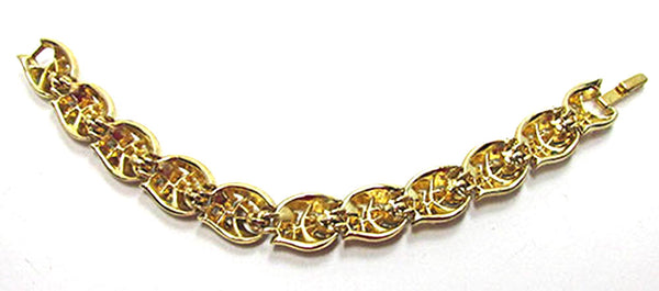 Crown Trifari Vintage Jewelry 1950s Sapphire Diamante Link Bracelet - Back