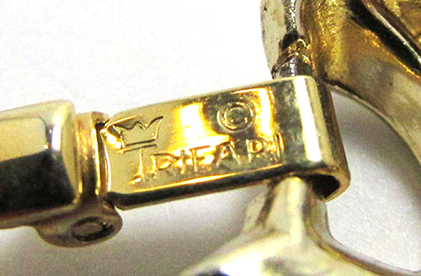 Crown Trifari Vintage Jewelry 1950s Sapphire Diamante Link Bracelet - Signature
