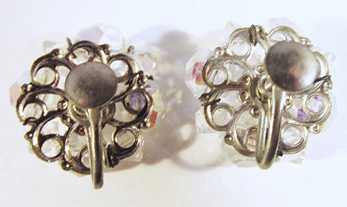 Beautiful Vintage Mid-Century Minimalist Crystal Button Style Earrings