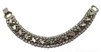 Vintage 1950s Clear Rhinestone and Gold Chain Bracelet - Front - Thumbnail
