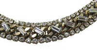 Vintage 1950s Clear Rhinestone and Gold Chain Bracelet - Close Up - Thumbnail