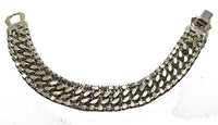 Vintage 1950s Clear Rhinestone and Gold Chain Bracelet - Back - Thumbnail