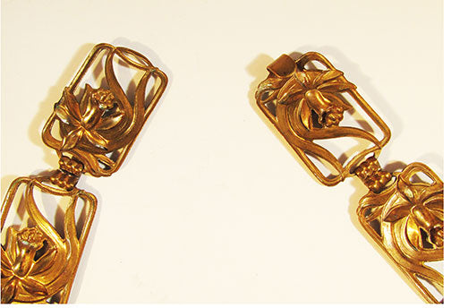 Vintage 1940s Striking Art Nouveau Style Brass Floral Link Belt