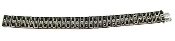Leach & Miller 1920s Stunning Sterling Art Deco Rhinestone Bracelet - Front
