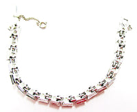 Vintage 1950s Mid-Century AB Rhinestone and Pearl Link Bracelet- Back - Thumbnail