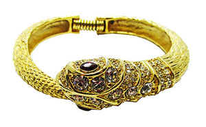 Kenneth J. Lane Vintage 1960s Figural Diamante Snake Cuff Bracelet - Front