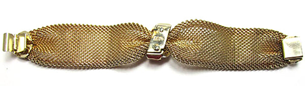 Emmons Vintage Jewelry, 1950s Book Piece Diamante Topaz Mesh Bracelet - Back