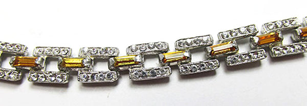 Vintage Costume Jewelry 1930s Art Deco Superb Topaz Diamante Bracelet - Close Up