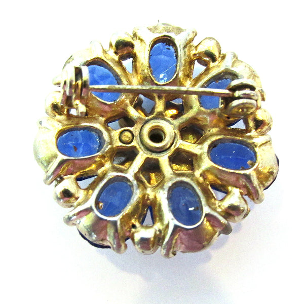 Jewelry, Vintage 1950s Three-Dimensional Diamante Floral Pin - Back