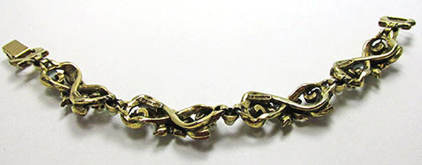 Florenza Vintage Jewelry 1950s Floral Diamante and Pearl Bracelet - Back