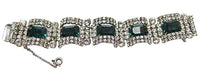 Kramer N.Y. Vintage 1940s Emerald-Rhinestone Glamour Bracelet - Front - Thumbnail