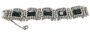 Kramer N.Y. Vintage 1940s Diamante Emerald Glamour Bracelet
