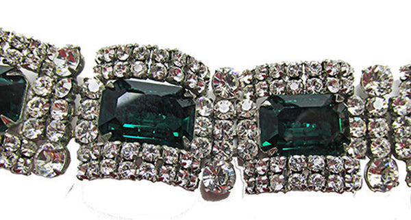 Kramer N.Y. Vintage 1940s Diamante Emerald Glamour Bracelet