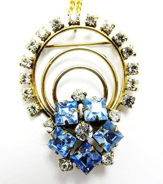 Vintage 1940 Jewelry Beautiful Mid-Century Diamante Floral Pin/Pendant - Close Up