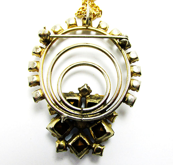 Vintage 1940 Jewelry Beautiful Mid-Century Diamante Floral Pin/Pendant - Back