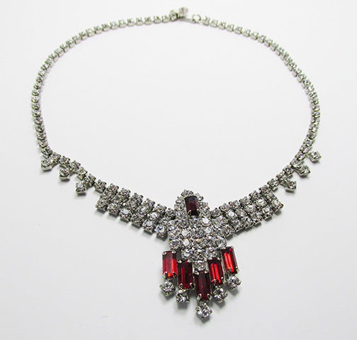 Vintage Mid Century Striking Geometric Rhinestone Necklace