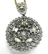 Antique 1910s Art Nouveau Signed Multi-Colored Diamante Pendant - Back - Thumbnail